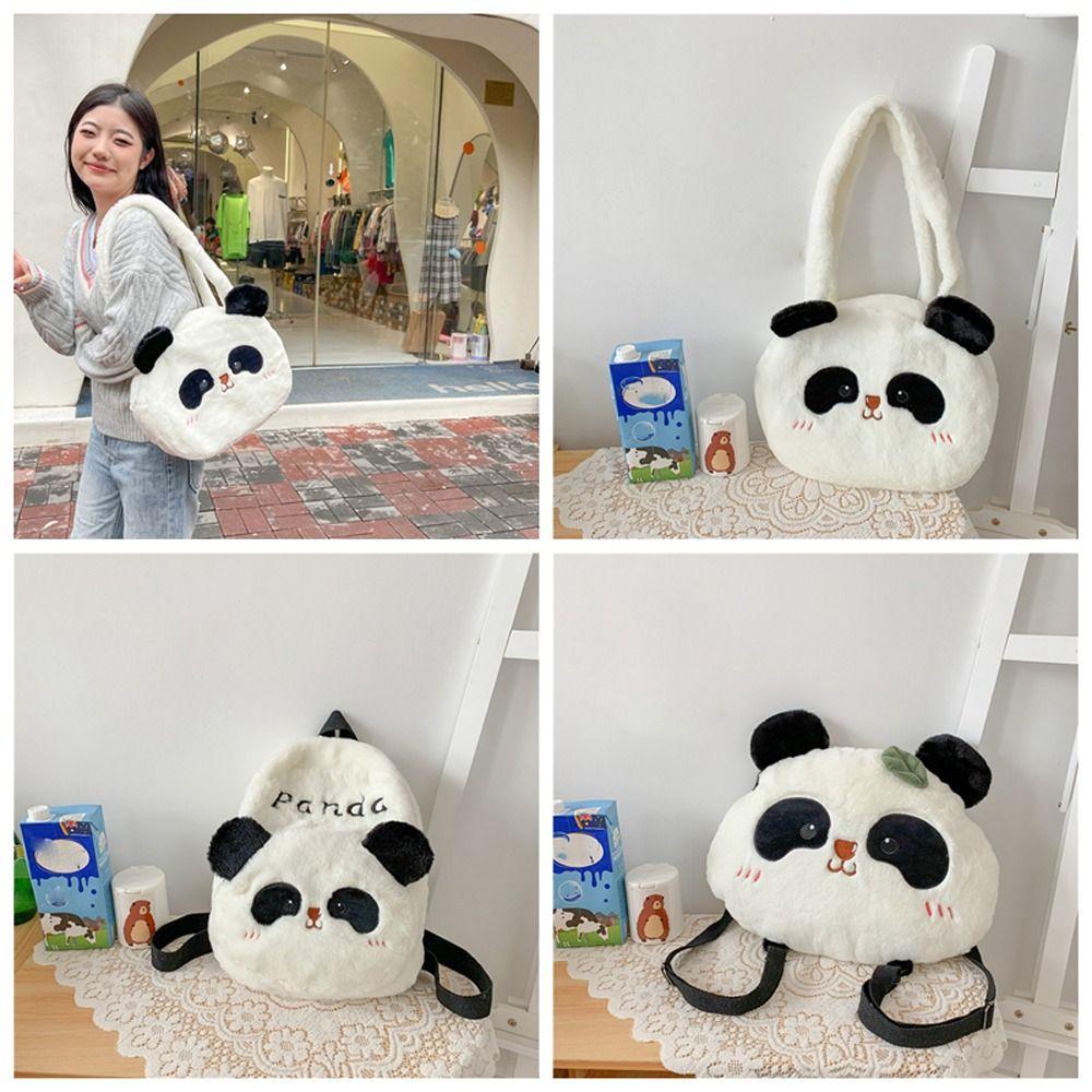 Animal Students School Bag Plush Cartoon Messaage Bag Adjustable Panda Backpack  Travel