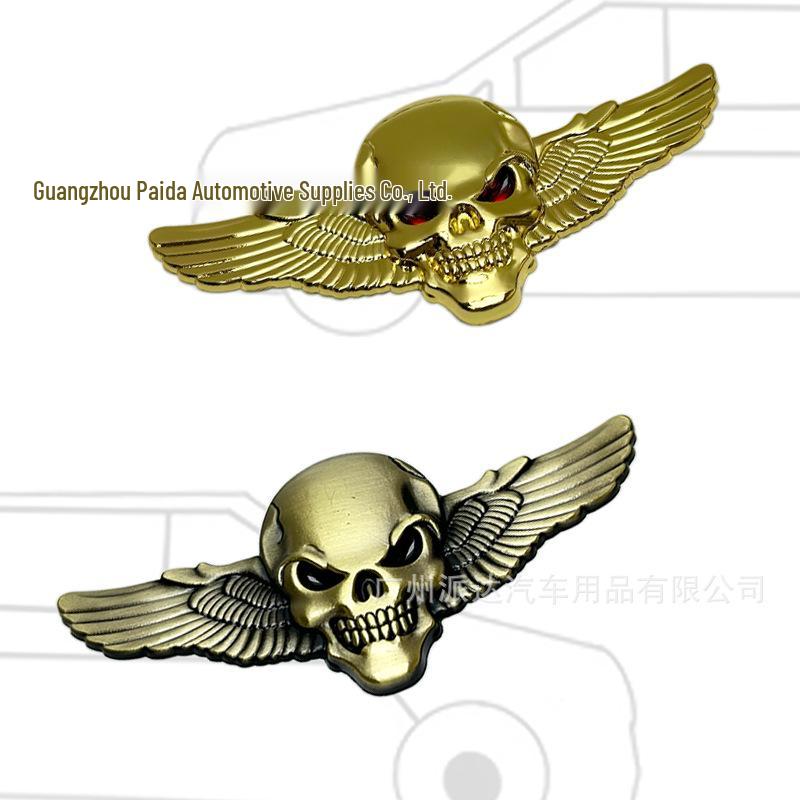 Oni Head Wings Skull Car Tail & Side Decal - Angel Wings Body Sticker