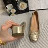Spring Small 5CM Inner Height Increase Women's Shoes Square Head Bow Mary Jane Ballet Shoes Temperament Single Shoes
