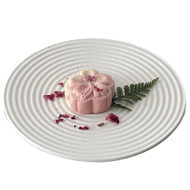 Ceramic Spiricle Plate Household 8 Inch New Vintage Exquisite Dessert Cake Dishes Creative Solid Round Afternoon Tea Tableware