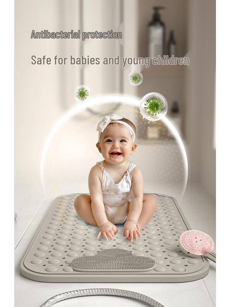 TPE Rutschfeste Duschmatte für Schwangere - Sicherheits-Saugfuß-Badematte mit Abfluss und Massage-Fußpolster