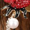 Keychain Pendant Sparkling Rhinestones Inlaid Imitation Pearl Rose Design Key Chain Lightweight Car Bag Decorative Accessory