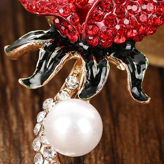 Keychain Pendant Sparkling Rhinestones Inlaid Imitation Pearl Rose Design Key Chain Lightweight Car Bag Decorative Accessory