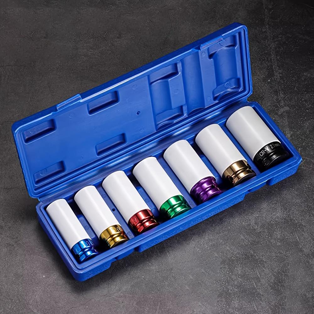 1/2"Drive Wheel Protector Impact Socket,7pcs Thin Wall Deep Impact Socket Set,Non-marring Impact Socket Set for Tire Protection