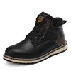 Holfredterse Outdoors Snow Boots Men Leather Winter Waterproof Wear-Resistant Sole Boots Plus Size 41-47 9733 Black/Brown/Yellow