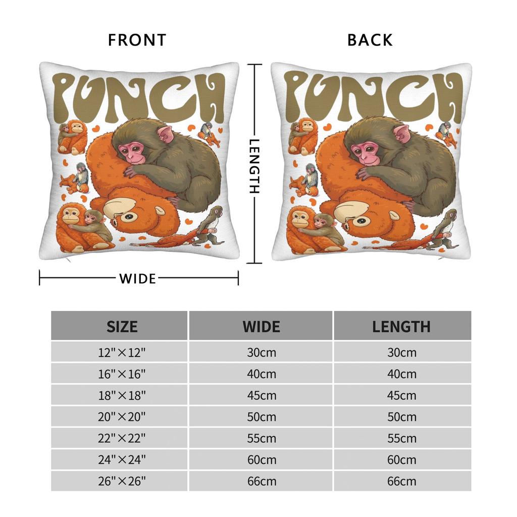 Punch Monkey Cute Pillowcase Printed Polyester Cushion Cover Decorations Throw Pillow Case Cover Bedroom Square 40X40Cm