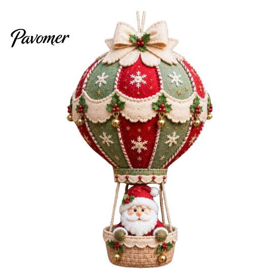 Fabric Sewing Projects for Adults Christmas Hot Air Balloon DIY Kit, 3D Felt Hanging Ornament Santa Family Craft Night Activities Snowman Reindeer