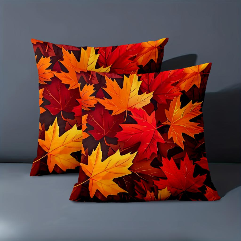 1 Pieces -2D Flat Printing Autumn Maple Leaf Pattern Throw Pillows Polyester Pillowcase Sofa Decorative Cushion Cover