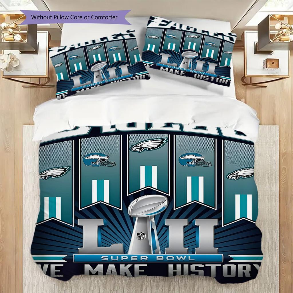 Philadelphia Eagles Pattern Bedding Quilt Set Quilt Cover Pillowcase Home Decoration Birthday Gift (1 * duvet cover + 2 * pillowcase, without core)