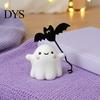 Cute Resin Ghost Statue Walking Dog Figurine, Holding Bat Balloon Statue, Spooky Halloween Room Decor Desktop Decor, Mini Stable Base Tabletop