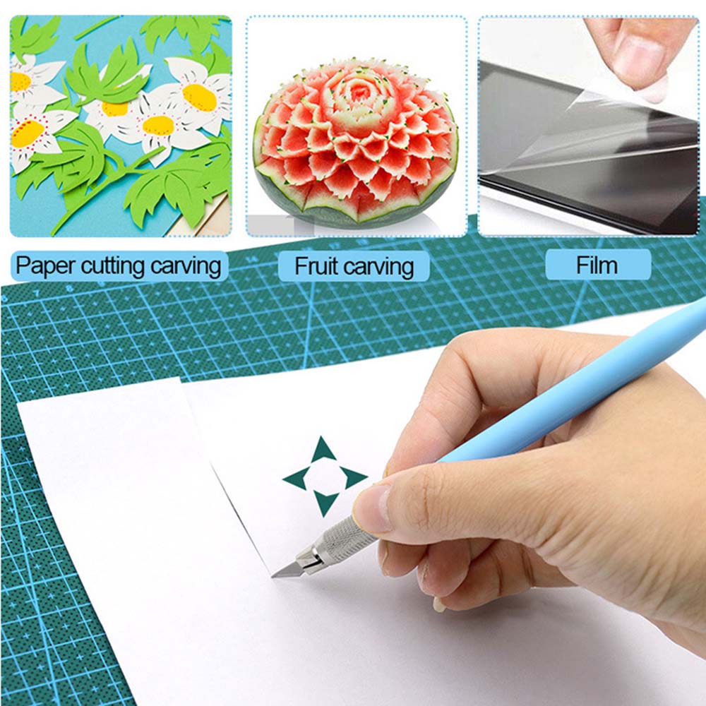 Univerzální řezací nůž s 12 čepelemi Pro scrapbooking DIY Ruční deník Řezačka papíru Umělecký řezák Gravírovací nástroje Kancelářské potřeby