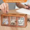 Boîte à économie en bois à 3 compartiments, design mural, conteneur à argent, tirelire à pièces, bureau