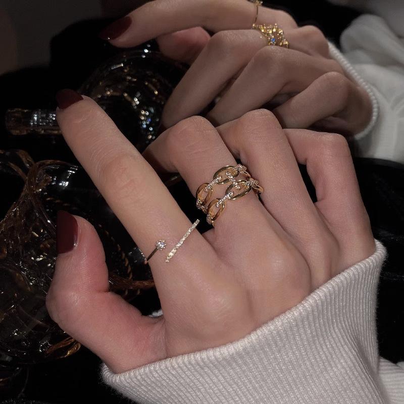 Korean Elegant Fashion Geometric Adjustable Copper Ring For Women Perfect For Ins Style