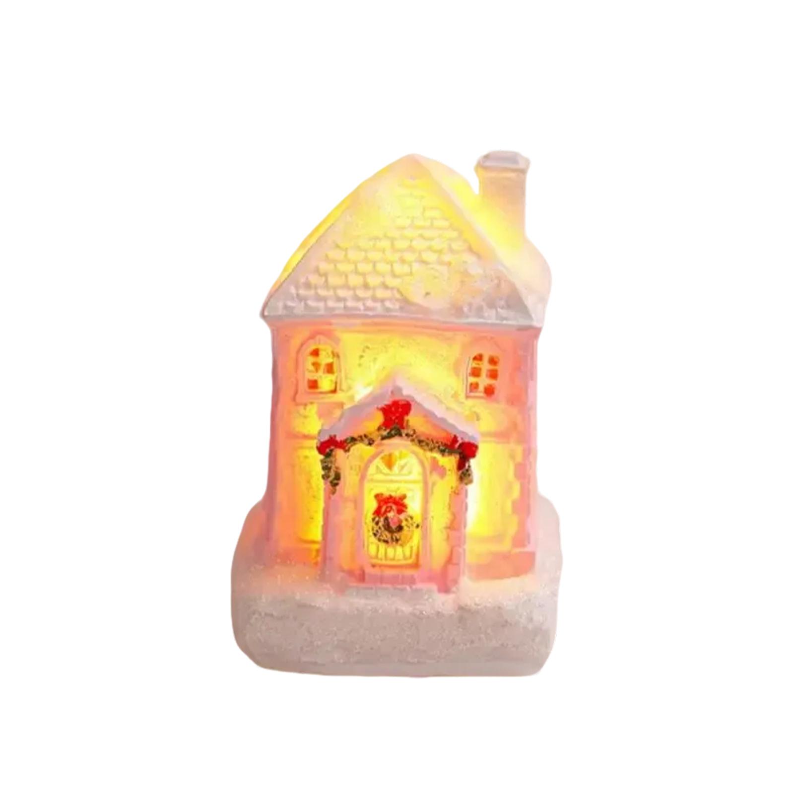 

Christmas Decorations Resin Small House Led Light Micro Resin House Small Ornaments Christmas Gift One Size