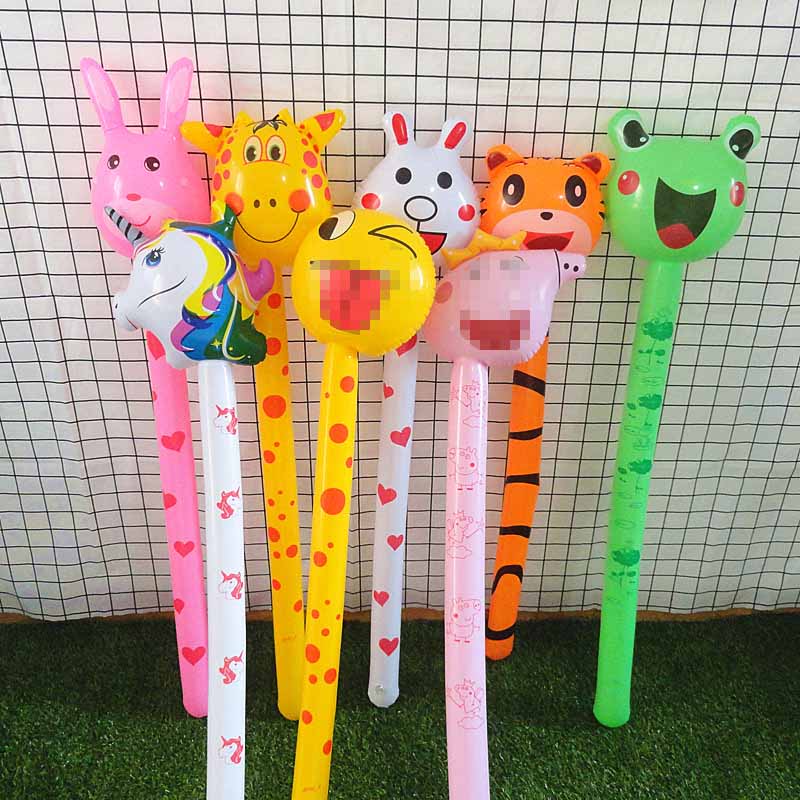 2Pcs Children s PVC Inflatable Cartoon Animal Series Long Stick Toys Kids Toys Balloons Birthday Party Decoration Small Gifts