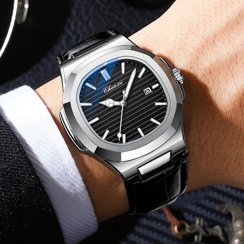 CHENXI New Luxury Business Man Wristwatch Waterproof Luminous Date Watch For Men Quartz Clock Leather Men's Watches Reloj