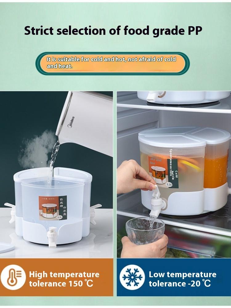5.2L Plastic Cold Water Kettle with Faucet Rotating Beverage Dispenser for Fridge Cold Brew Ice Water Cup Iced Juice Containers