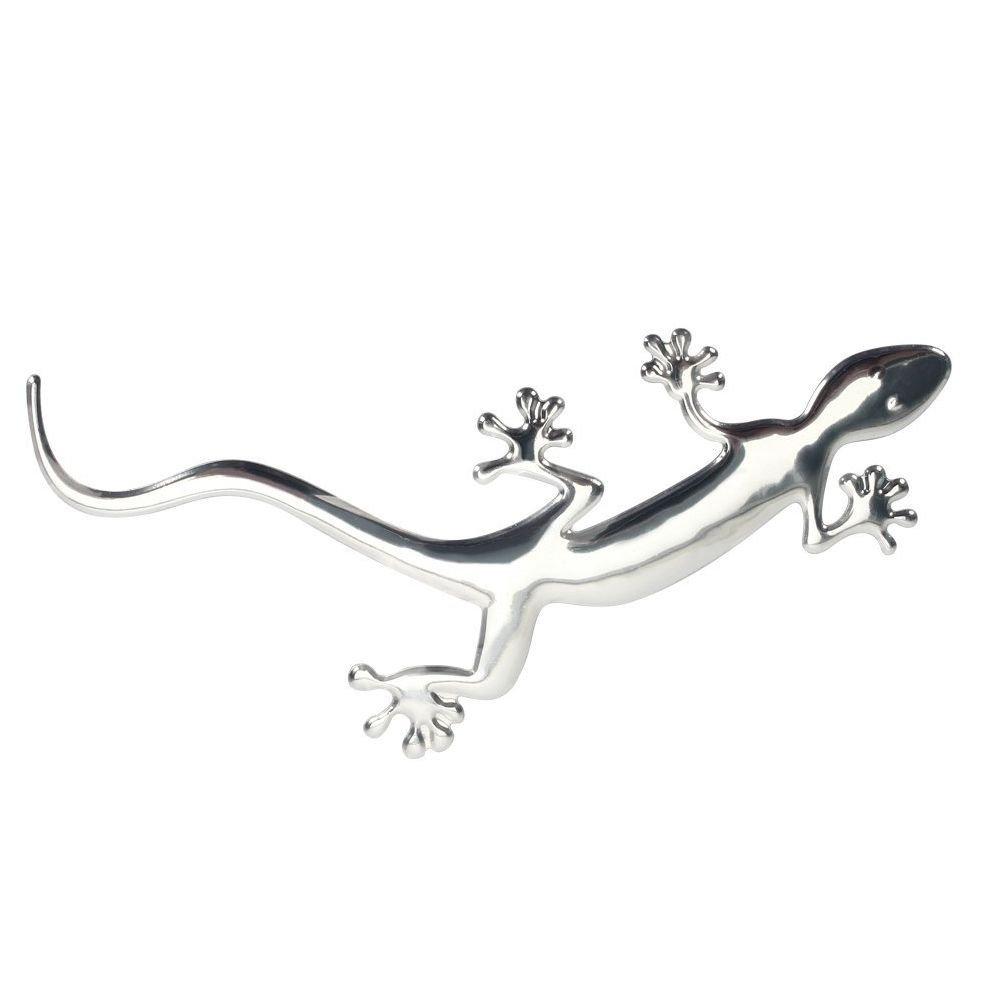 

(EMY) 3D Sticker Car Emblem Silver Gecko Sticker 5.1 inches x 2.4 inches (130