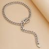 Punk Metal Texture Belt Buckle Chain Necklace, Personalized Geometric Sweet and Cool Neck Chain Necklace