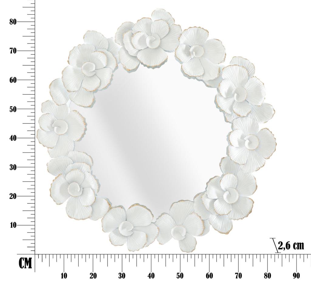 Wall Mirror White Flower 82X2.6X85.5 Cm