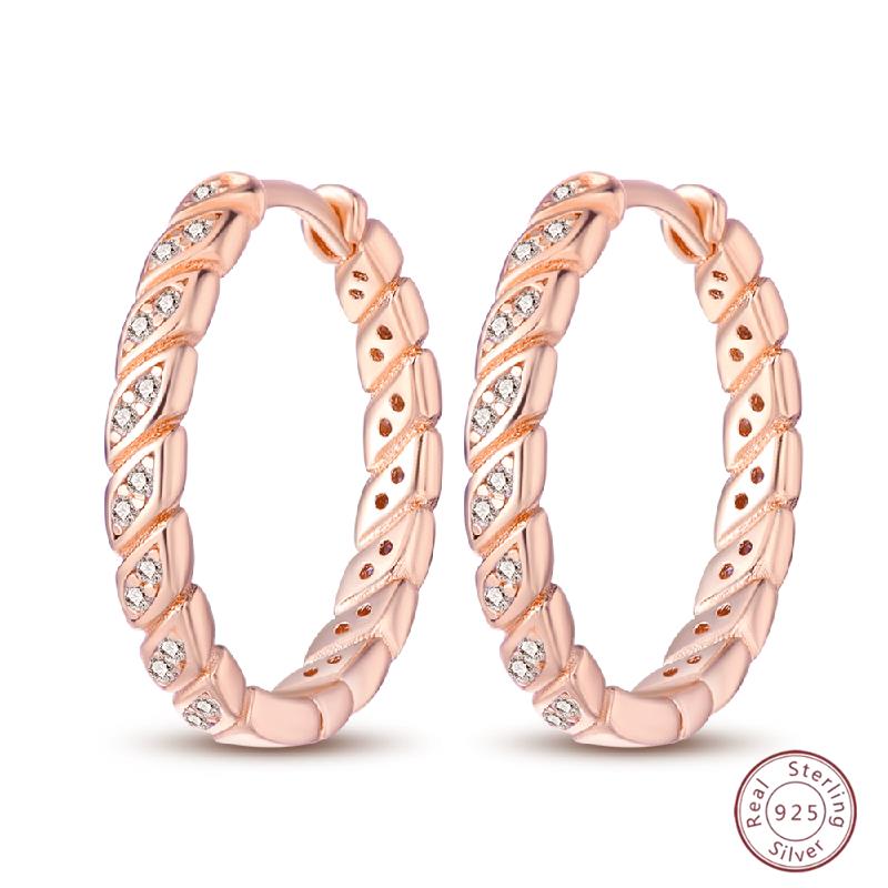 925 Ayar Burgu Halka Küpeler Minimalist Altın Yuvarlak Moda Zirkon Tokalı Düğün Takısı Kadınlar İçin Hediye