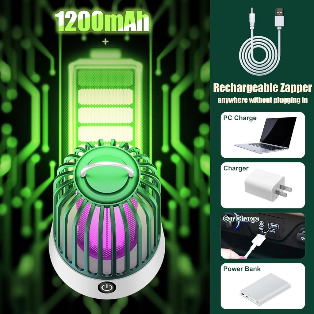 2 In 1 Bug Zapper Indoor Electronic Mosquito Zapper USB Rechargeable Mosquito Trap, Outdoor Fruit Flies Killer Indoor LED Lantern