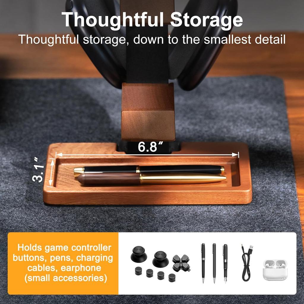 Supporto in Legno Massiccio per Controller e Cuffie, Rack Organizzatore Doppio per Controller, Adatto a , Gamepad, Supporto per Cuffie per Figlio, Marito, Fidanzato
