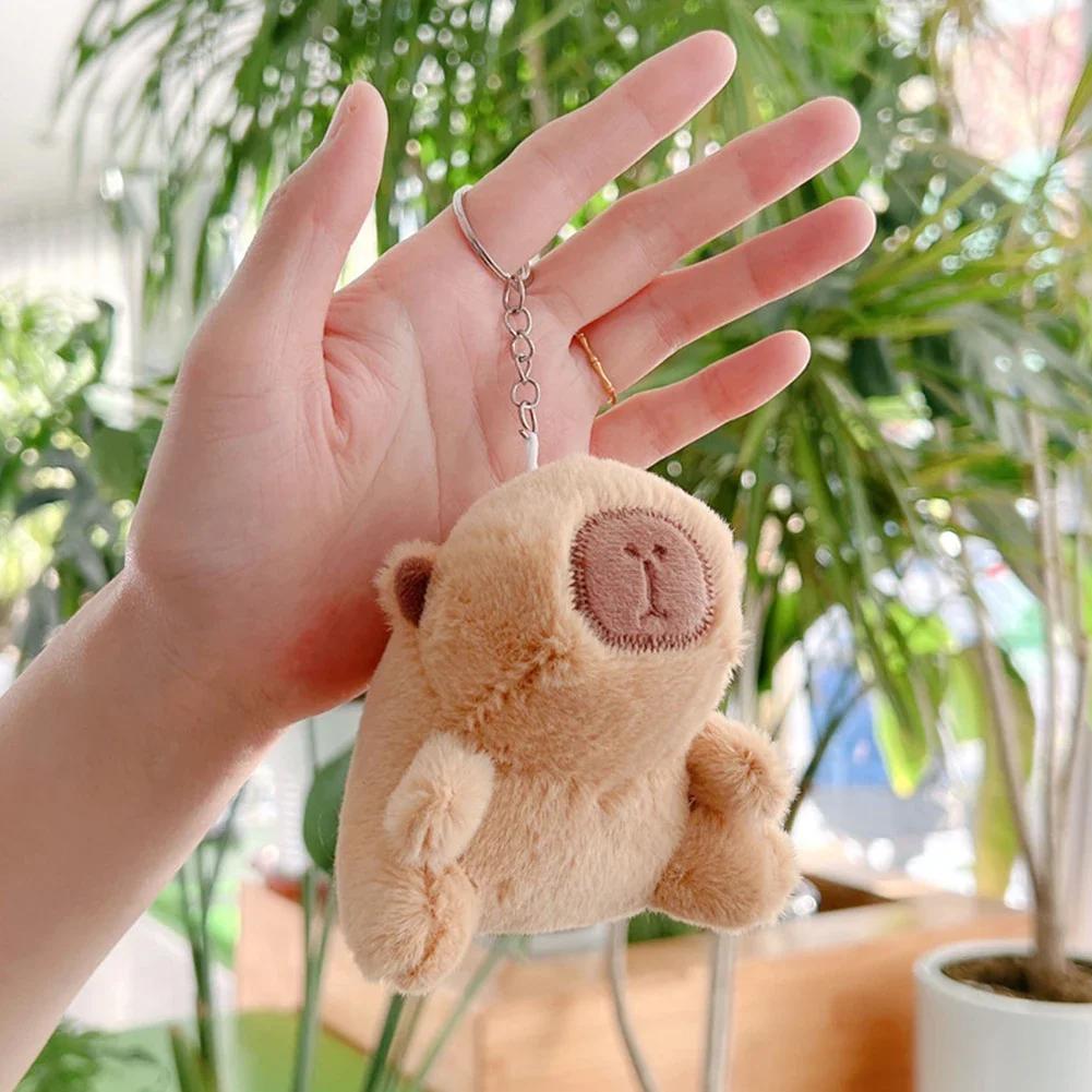 Cute Capybara Plush Keychain Backpack Pendant Toy Car Key Ring Decoration Accessories Kawaii Stuffed Doll Children Birthday Gift