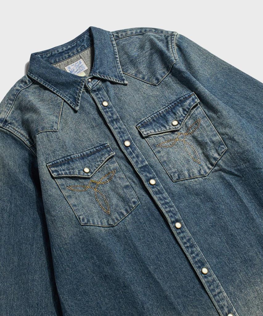 Beulonseun 1950er Jahre Slub-Denim Westernhemd