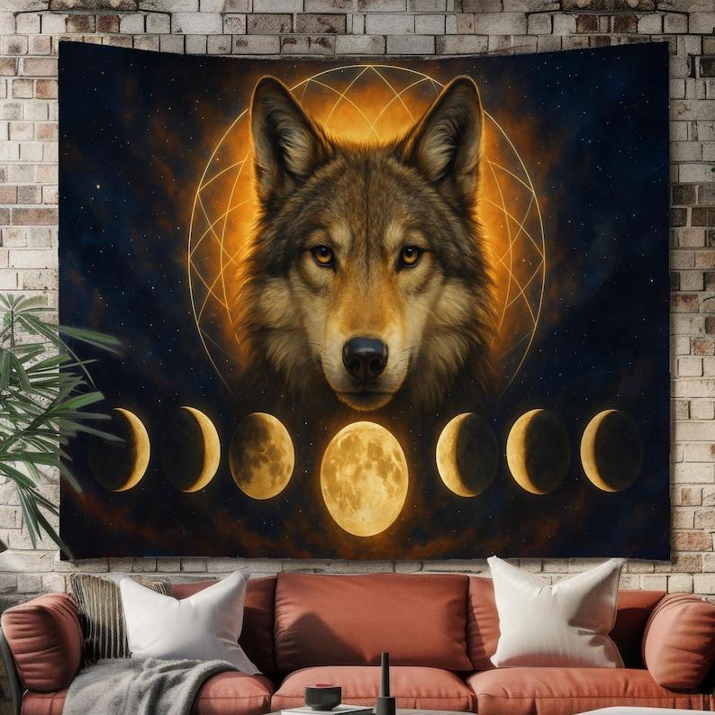 Wolf Moon Phase tapestry 75x100 чёрный