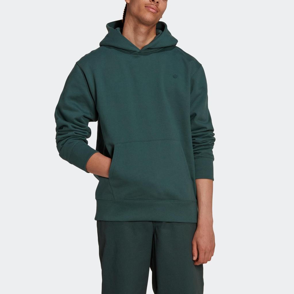 Adidas Originals Series Trefoil Embroidered Solid Pullover Hoodie Long Sleeve Sweatshirt Men Tops Dark Green HK0304