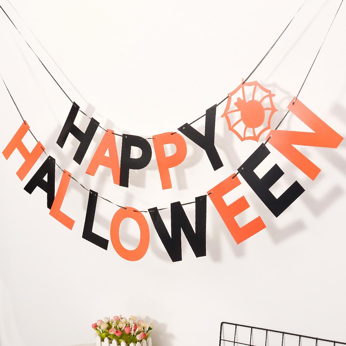 

Halloween Spider Letter Banner for Festival Party Venue Decoration Pulling Flowers Themed Decorative Bunting