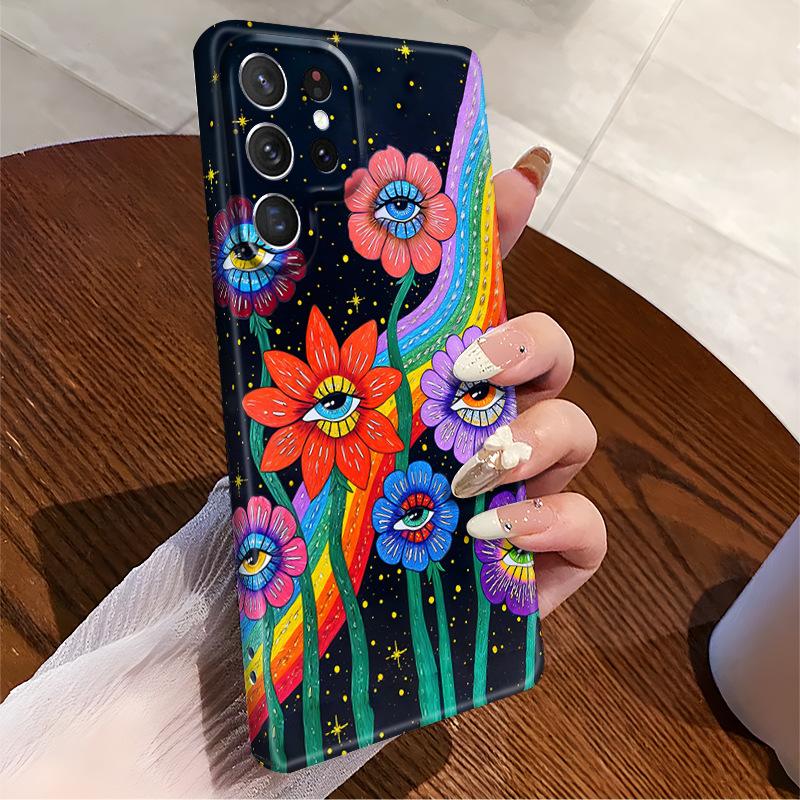 ins wind psychedelic starry sky flower eye mobile phone case Samsung S25Ultra light and thin anti-drop all-inclusive film case A35
