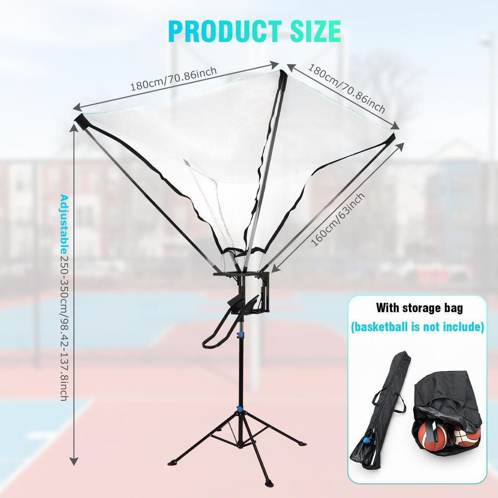 Basketball Shot Return Net Apparatus with 180° Rotating Track Easy Assembly with Net Return System for Free-Throw Practice