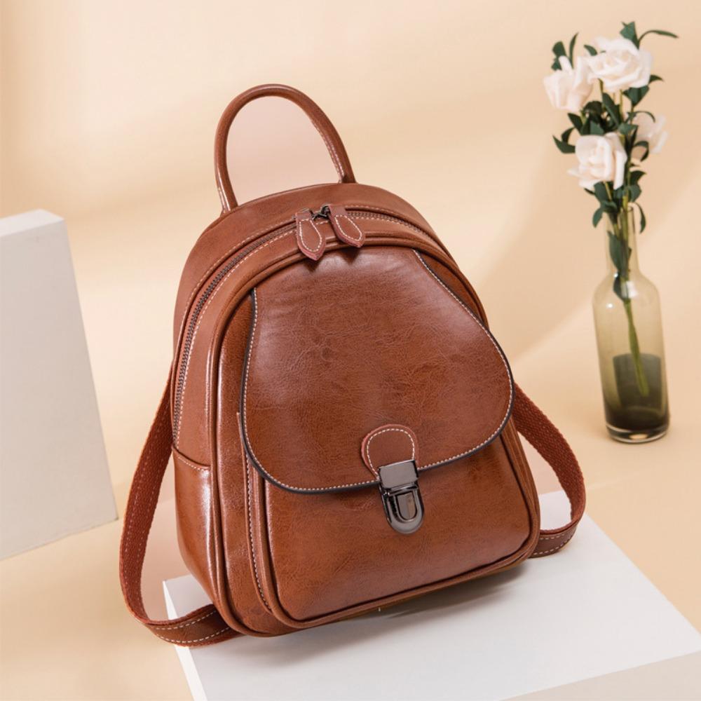 Bag Women's Leather Women's Bag Oil Wax Leather Vintage College Women's Backpack Backpack Trendy Women's Bag