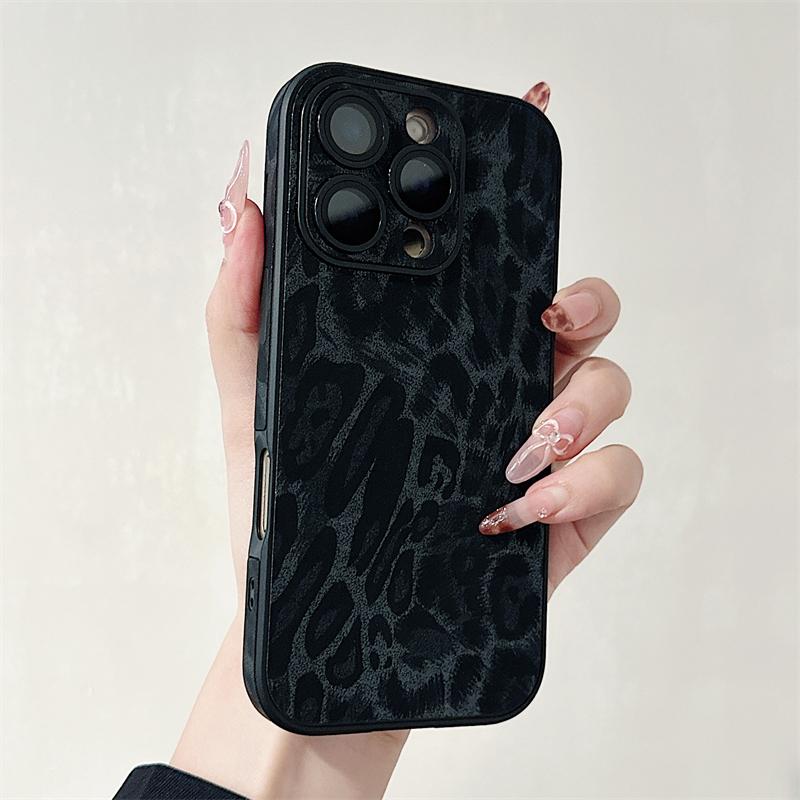 Luxury Colorful Leopard Pattern Leather Phone Case For iPhone 16 15 14 Plus 13 12 11 Pro Max Matte Shockproof Soft Bumper Cover