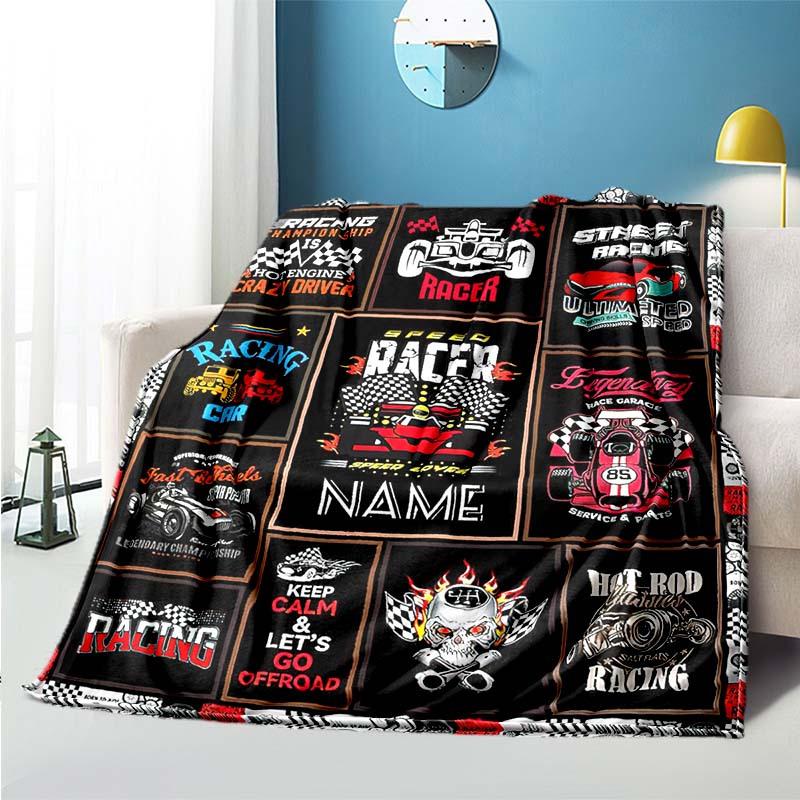 Racing Customize Your Name Blanket Used For Chair Office Sofa Bed Camping Soft And Warm Giving Friends And Relatives Birthday Graduation Gift