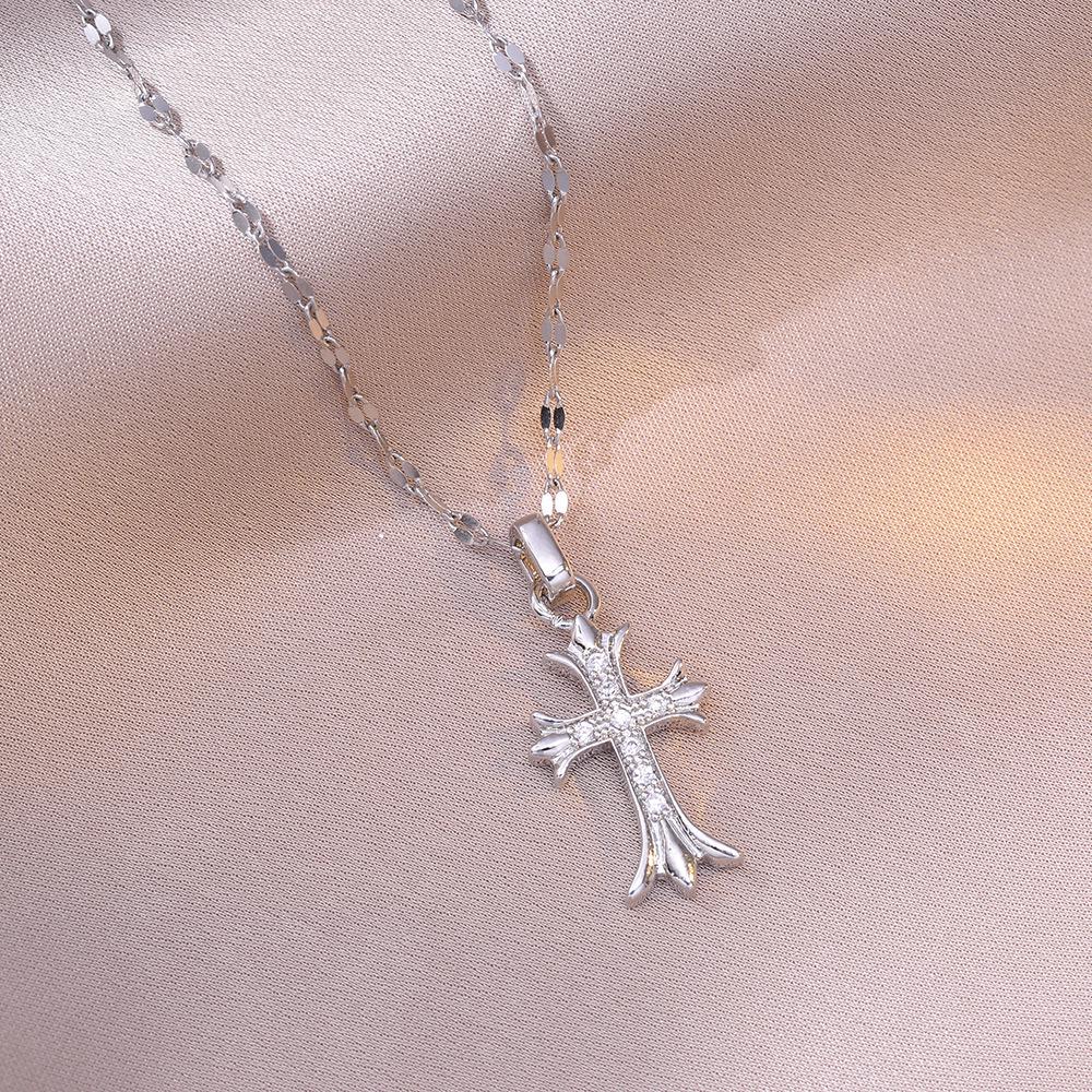 Colorful Cross Pendant Necklace for Women - New Design In Titanium Steel