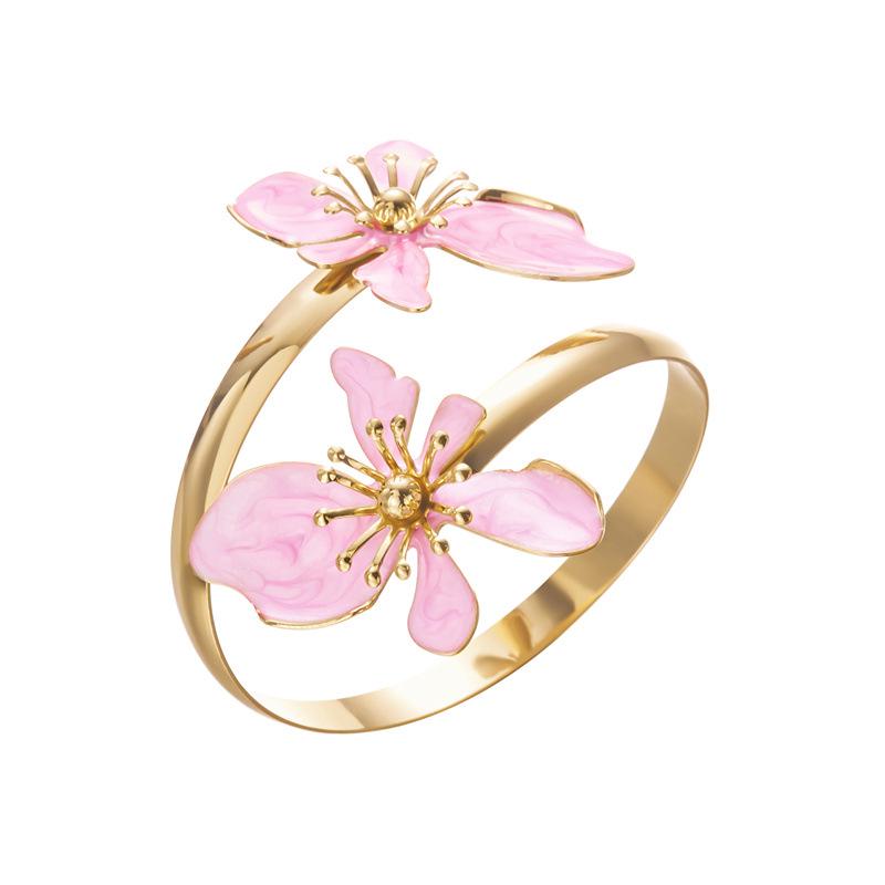 French Retro Pearlescent Enamel Flower Bracelet