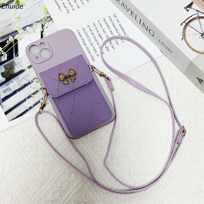 Butterfly Wallet Strap Case For iPhone 16 Pro Max 15 11 13 12 14 Plus 16E 17 Diamond Card Holder Crossbody Cord Lanyard Cover
