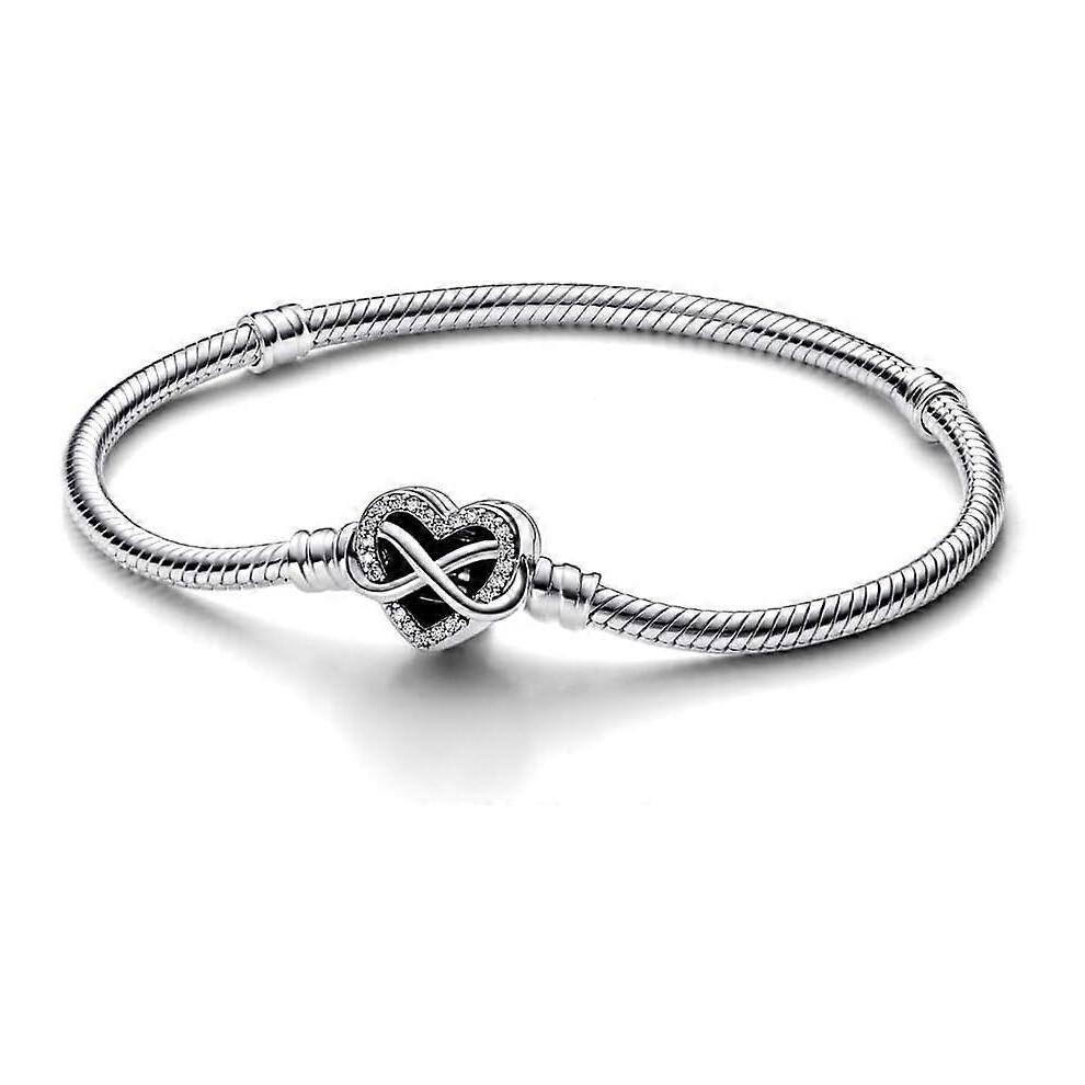 (17CM) Women's Silver Bracelet Sparkling Infinity Heart Design