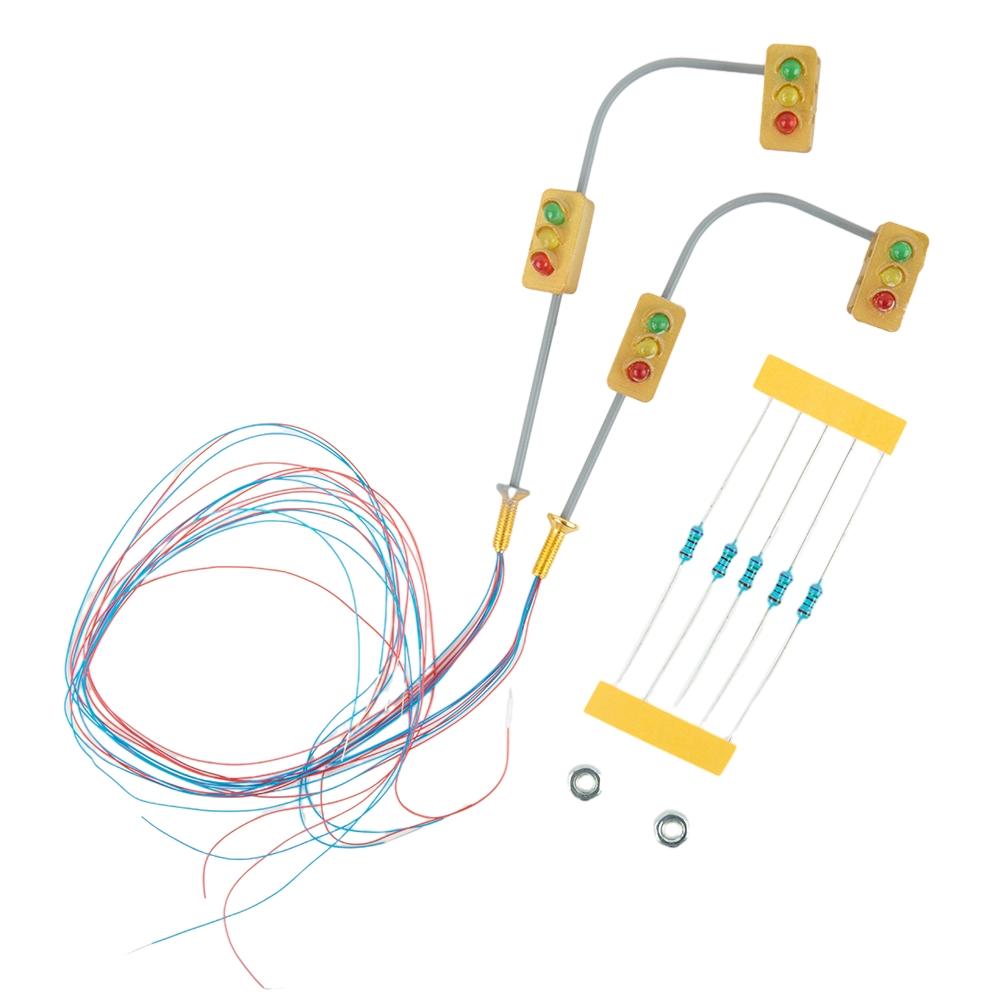 2pcs/set Traffic Light Model HO/OO Scale Cross Walk LED Pedestrian Street Signal 20mA With Resistor Railway Train Layout Kit