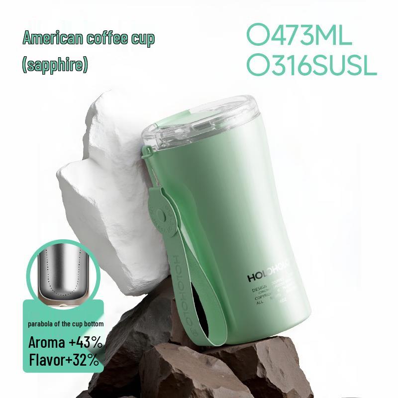 HOLOHOLO 473ml Insulated Ceramic Lined Coffee Cup with Handle