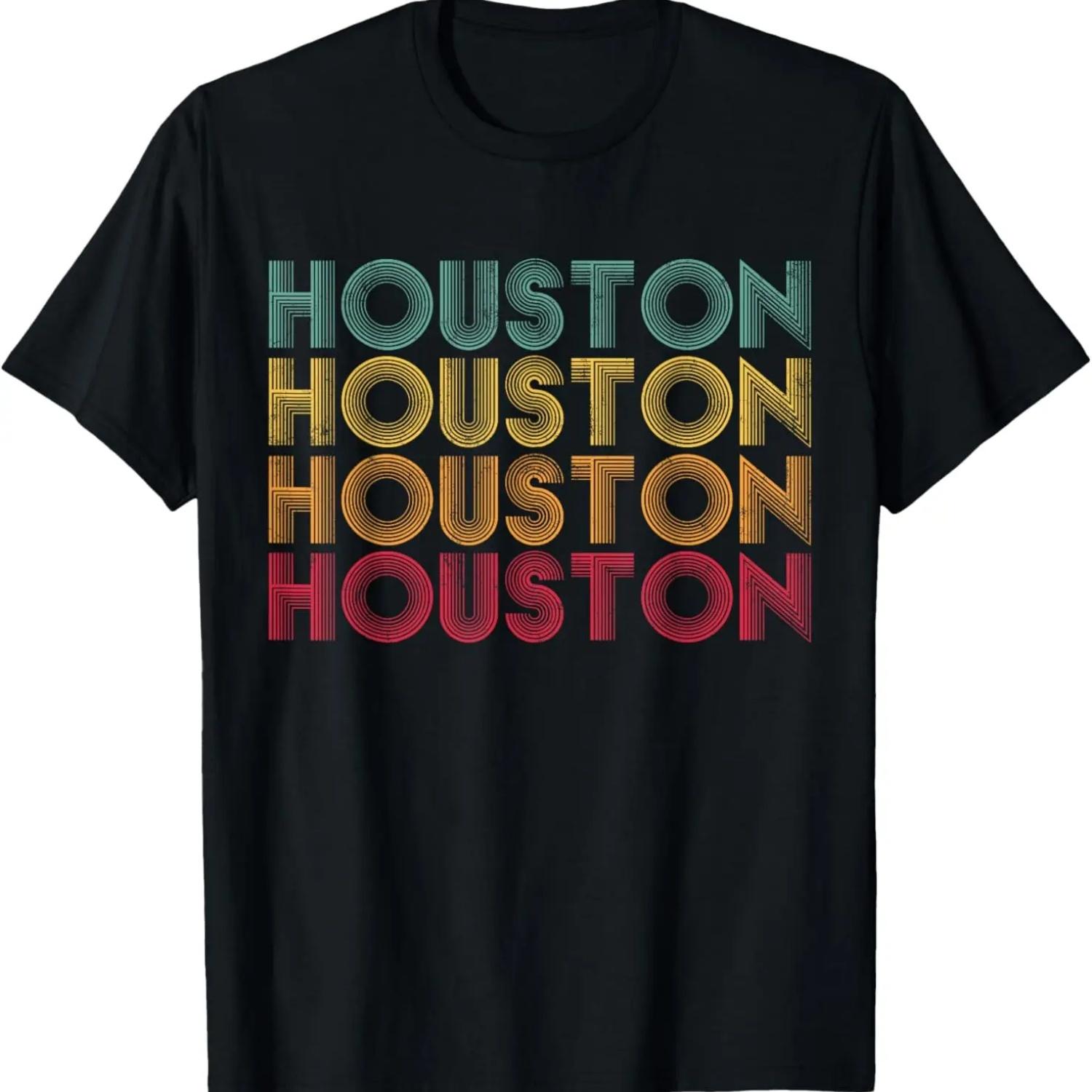 HOUSTON, TX T-Shirt Vintage Retro 70 s 80 s Fun Texas Gift T-Shirt S чёрный