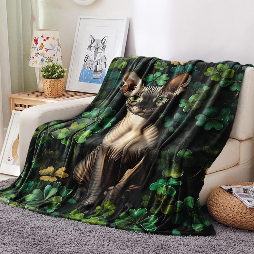 Cat Women Print Flannel Blanket, High quality Comfortable for All Seasons, Home Decor, Warmth and Comfort