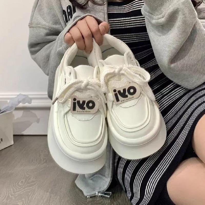 

Универсальные нишевые оригинальные кеды весна новые увеличивающие рост повседневные туфли Guochao платформа маффин белые туфли дети 40 белый