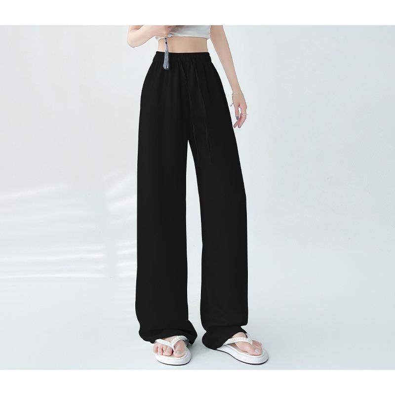 Hand Grab Flower Ice Silk Wide Leg Pants Women's Spring and Summer Thin New Casual Loose Straight Texture Yamamoto Long Pants