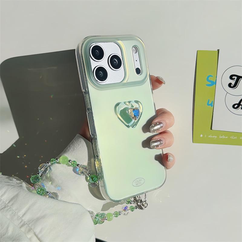 

3D Heart Chain Solid Color Phone Case for iPhone 17/16 Pro Max/15/14 Apple 13