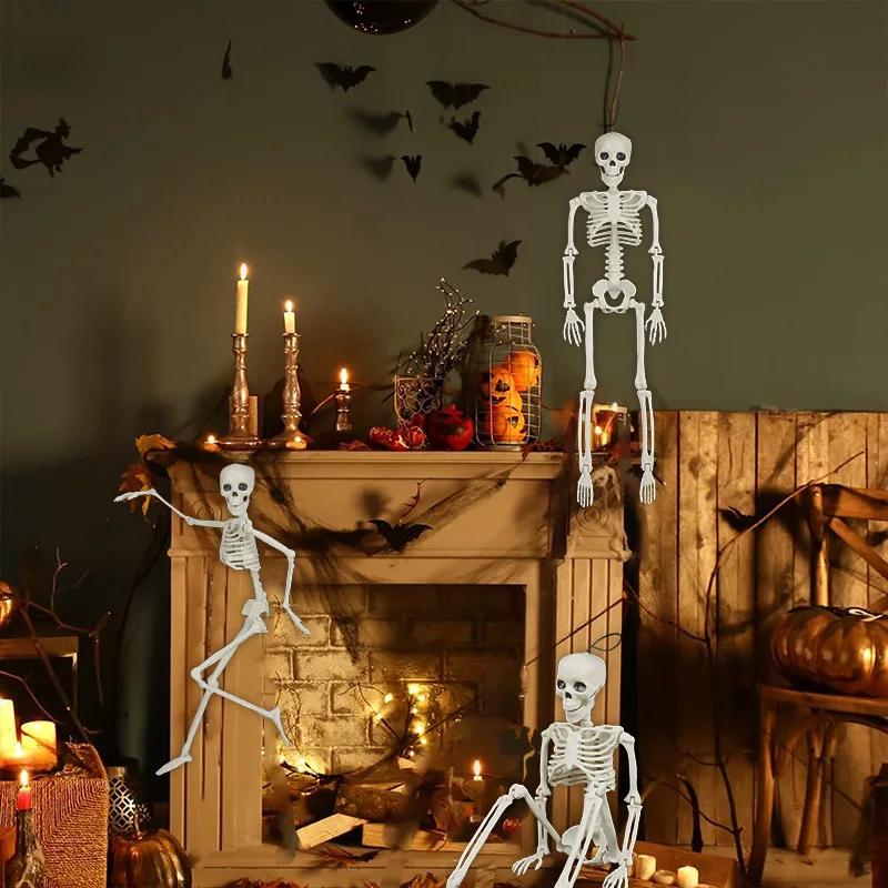 40cm Halloween Skull Skeleton,Posable Skeleton,Human Shape Bones,Halloween Party Home Decorations,Haunted House Horror Props