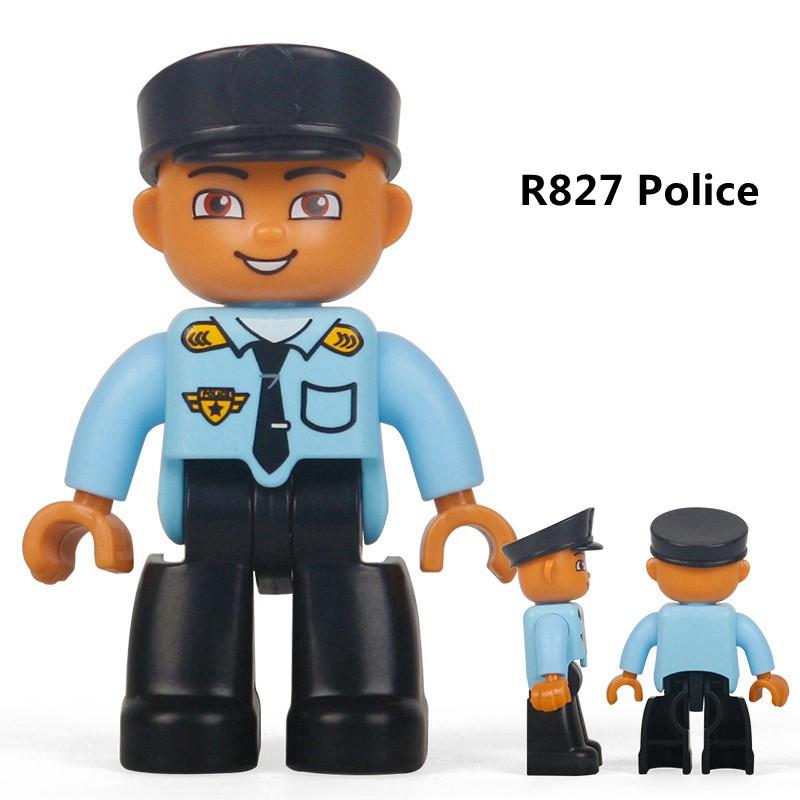 Duplo Action Figures Family Member Police Doctor Big Size Building Blocks Diy Education Kids Toys